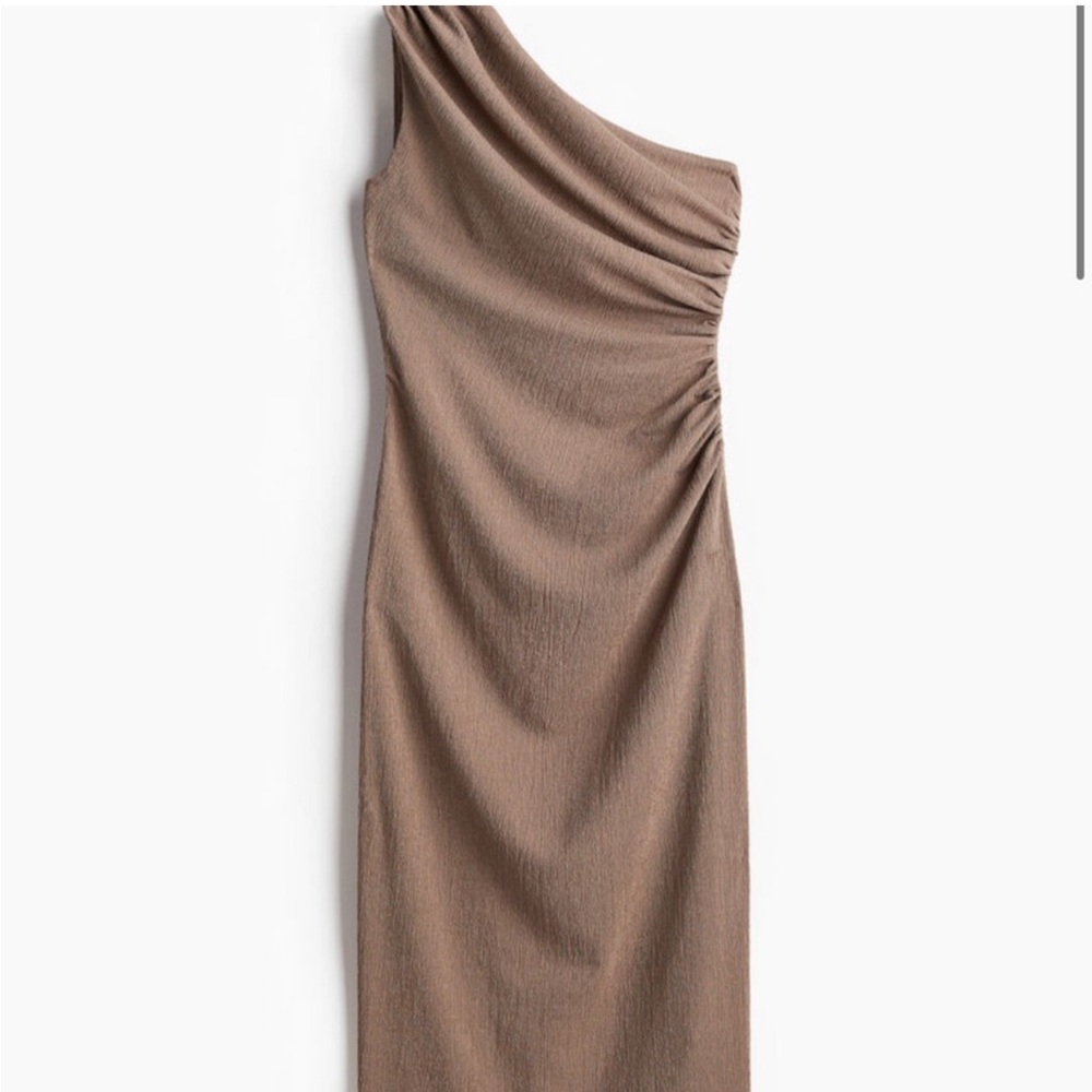 H&M One-Shoulder Dress in Tan